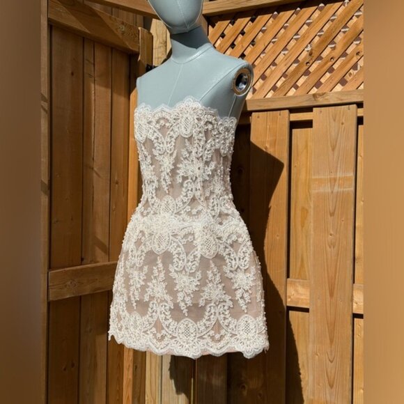 🆕 BRONX & BANCO 🧿 NWOT Maraya Blanc Lace Mini Dress, Sz XL US 10 - Picture 5 of 16
